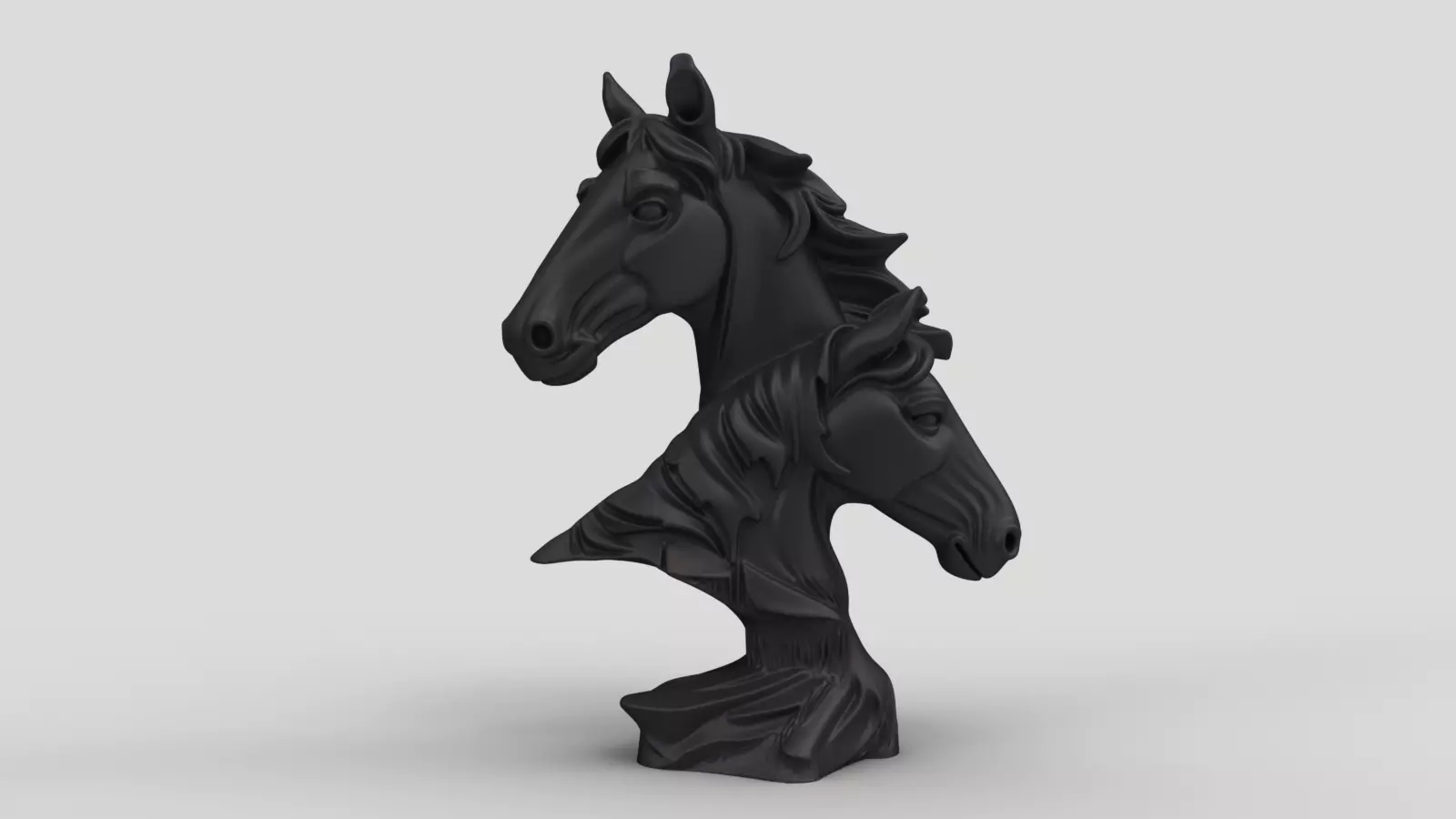 Horse Sculpture 3D Model - Elegant Horse Heads Bust 3D print model