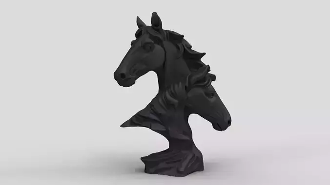 Horse Sculpture 3D Model - Elegant Horse Heads Bust