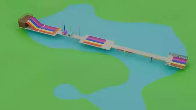 Colorful Playground Parkour for Animations Low-poly 3D model Colorful Playground Parkour for Animations Low-poly 3D model
