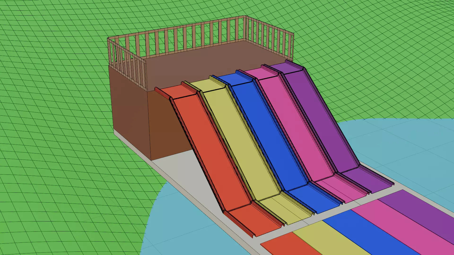 Colorful Playground Parkour for Animations Low-poly 3D model_9