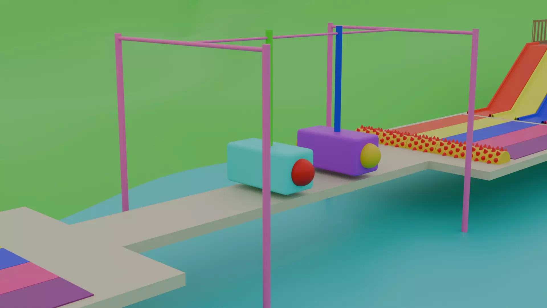 Colorful Playground Parkour for Animations Low-poly 3D model_4