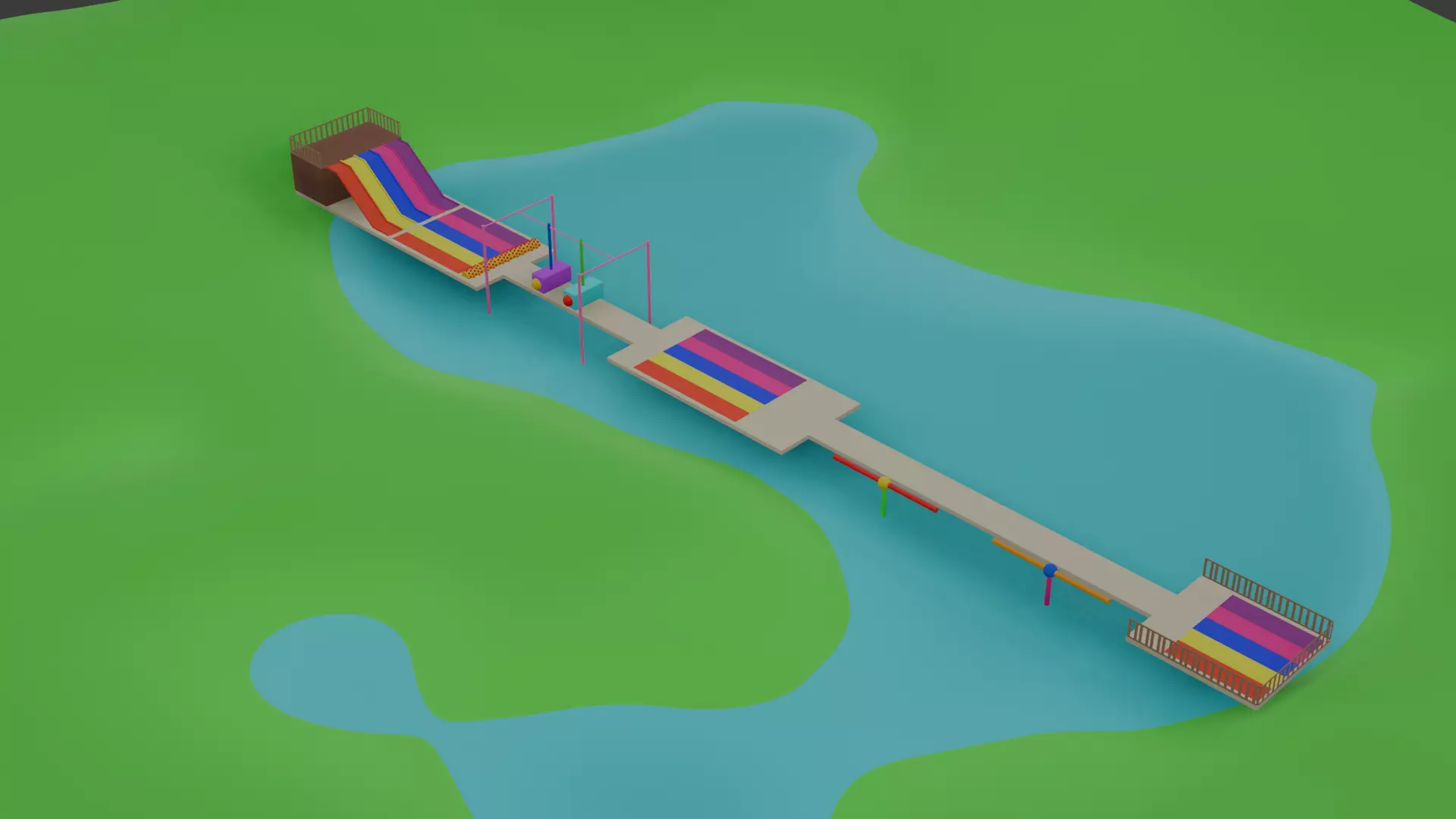 Colorful Playground Parkour for Animations Low-poly 3D model_8