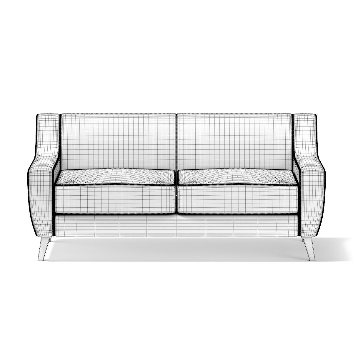 Light-Grey Two Seat Sofa 3D model_1