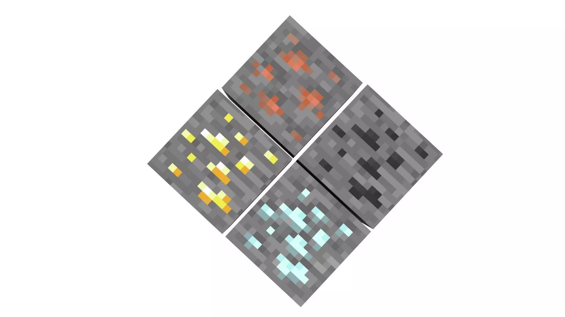 Minecraft Primary Ore Blocks 3D model_1