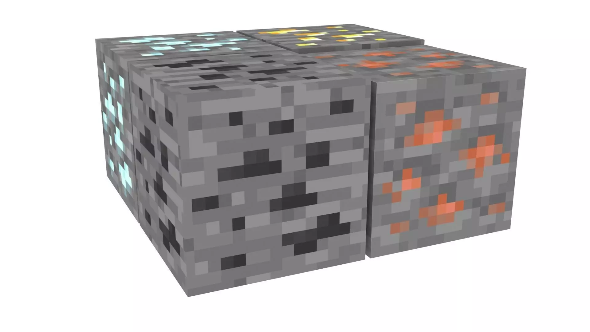 Minecraft Primary Ore Blocks 3D model_2