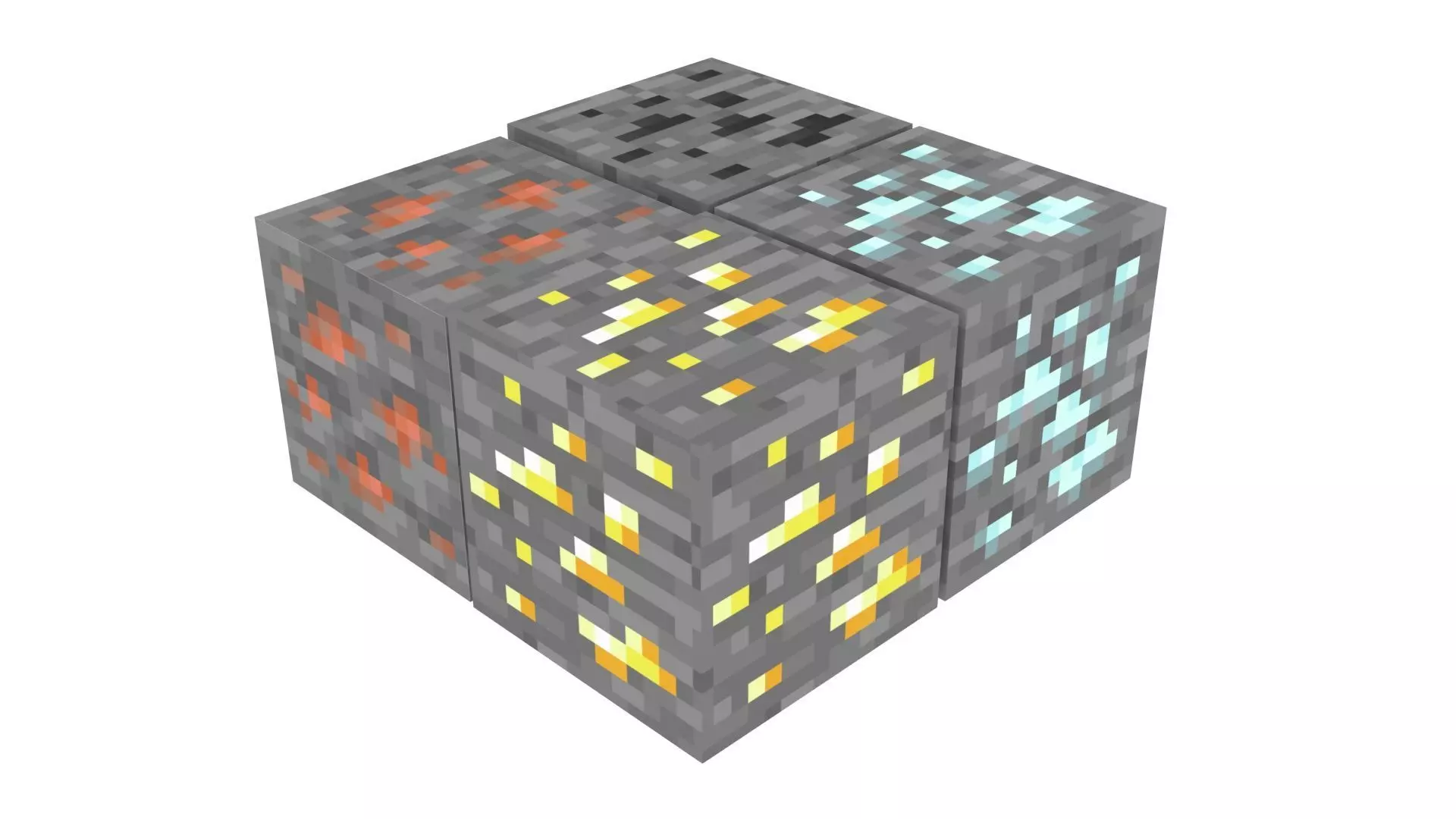 Minecraft Primary Ore Blocks 3D model_0