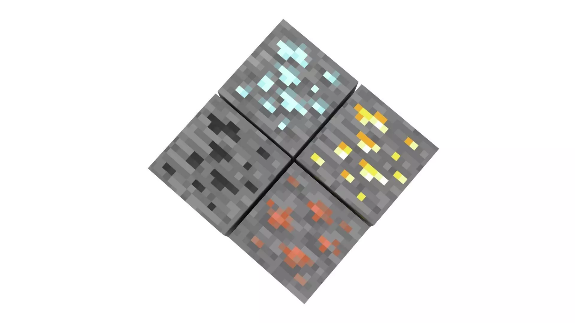 Minecraft Primary Ore Blocks 3D model_3