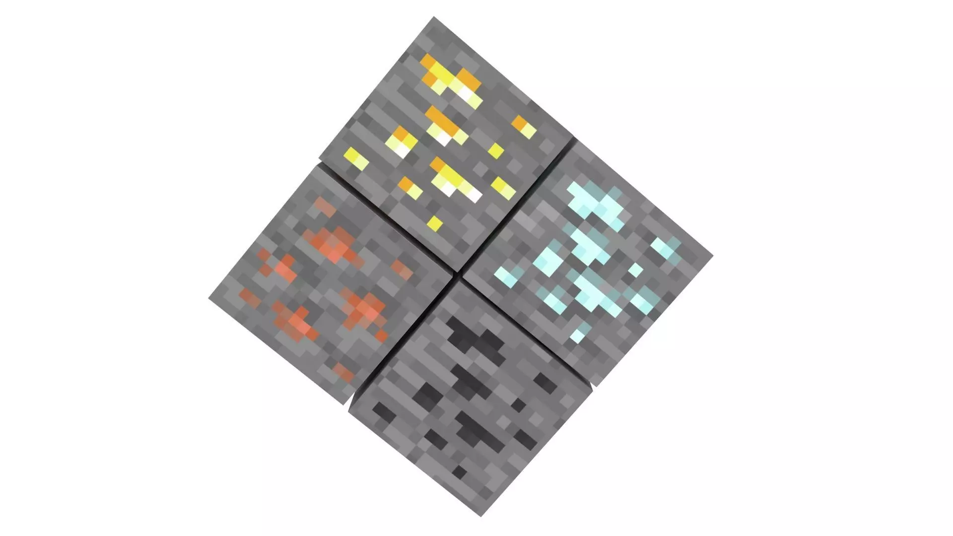 Minecraft Primary Ore Blocks 3D model_4