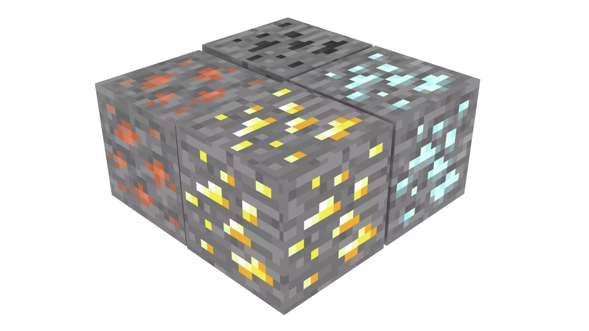 Minecraft Primary Ore Blocks 3D model_5