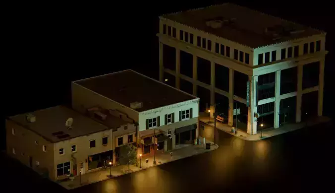 Small Town America 3D pack USA buildings props streets Low-poly 3D model 7