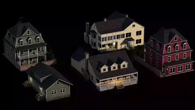 Small Town America 3D pack USA buildings props streets Low-poly 3D model 6