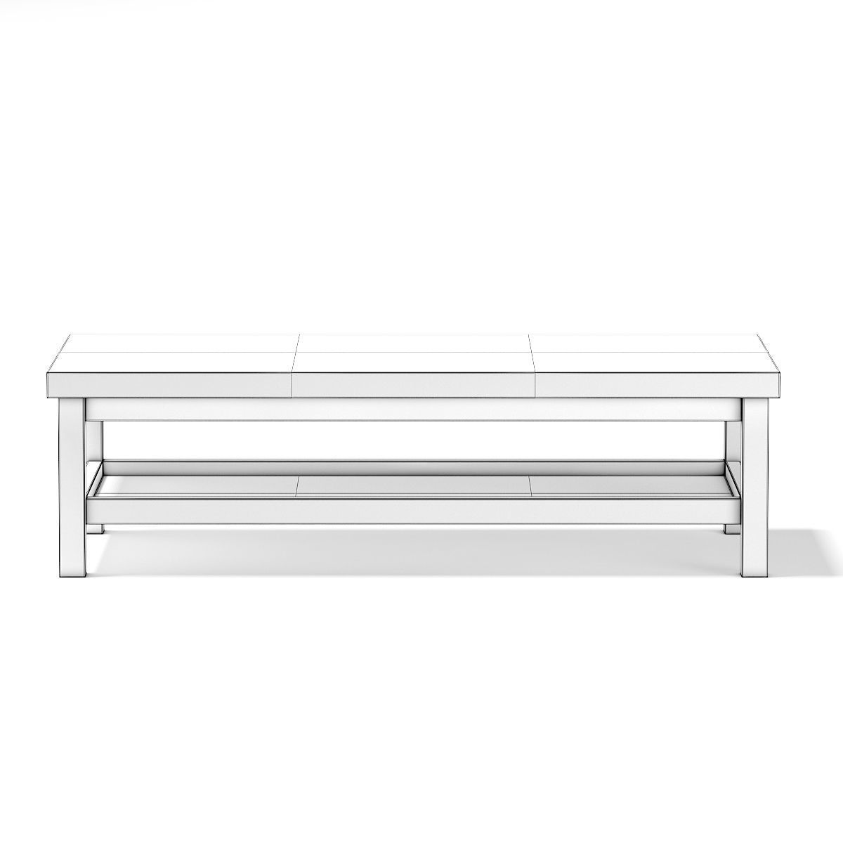 Wooden Rectangular Coffee Table 3D model_1