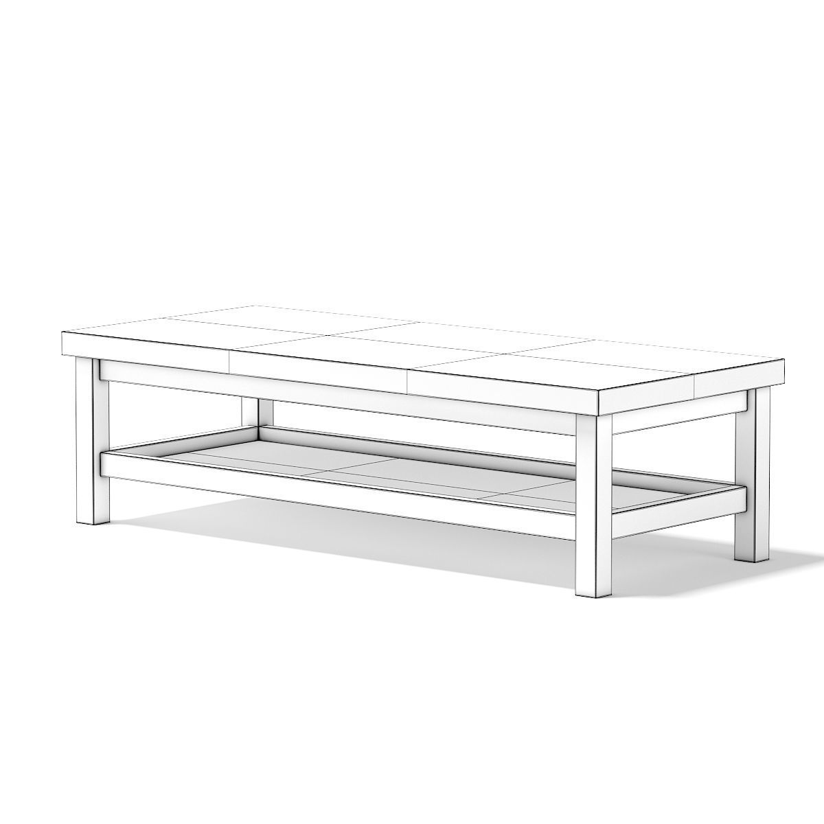 Wooden Rectangular Coffee Table 3D model_5
