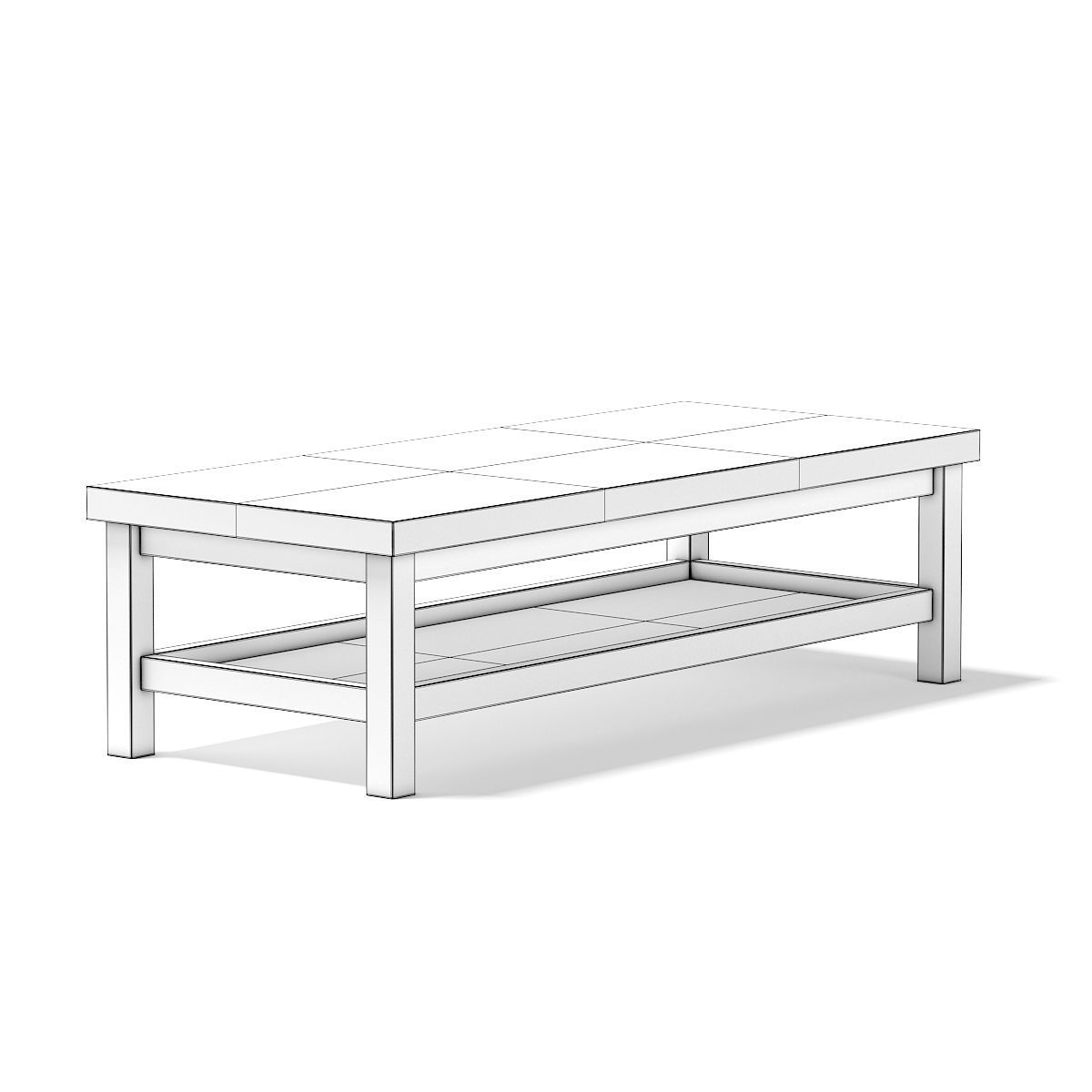 Wooden Rectangular Coffee Table 3D model_3
