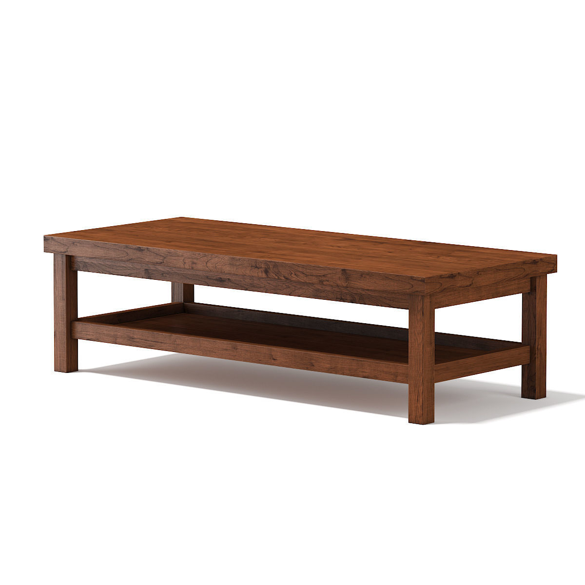 Wooden Rectangular Coffee Table 3D model_4