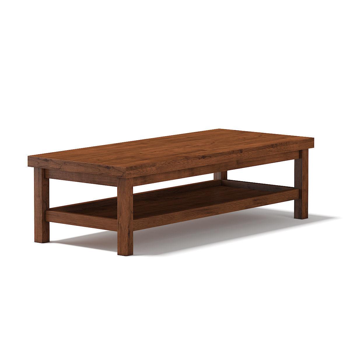 Wooden Rectangular Coffee Table 3D model_2