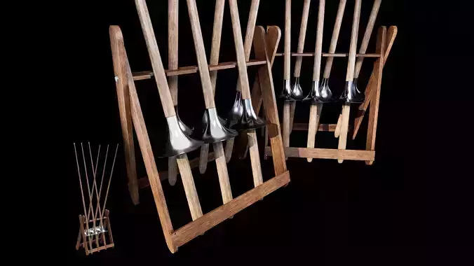 Medieval jousting lance rack 3d model asset