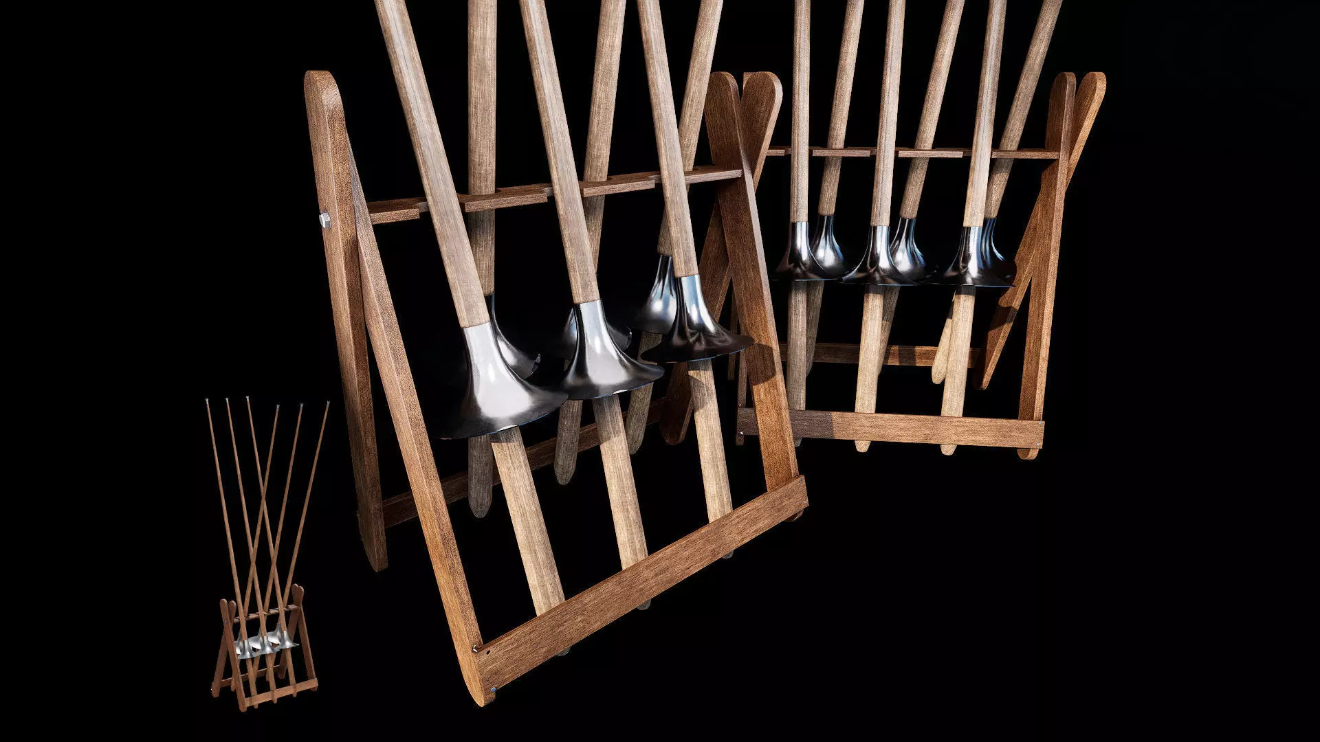 Medieval jousting lance rack 3d model asset 3D model_0