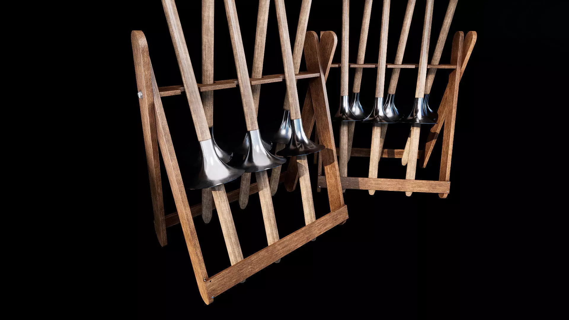 Medieval jousting lance rack 3d model asset 3D model_2