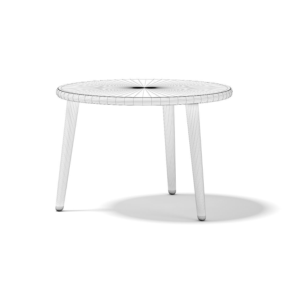 Round Wooden Coffee Table 3D model_3