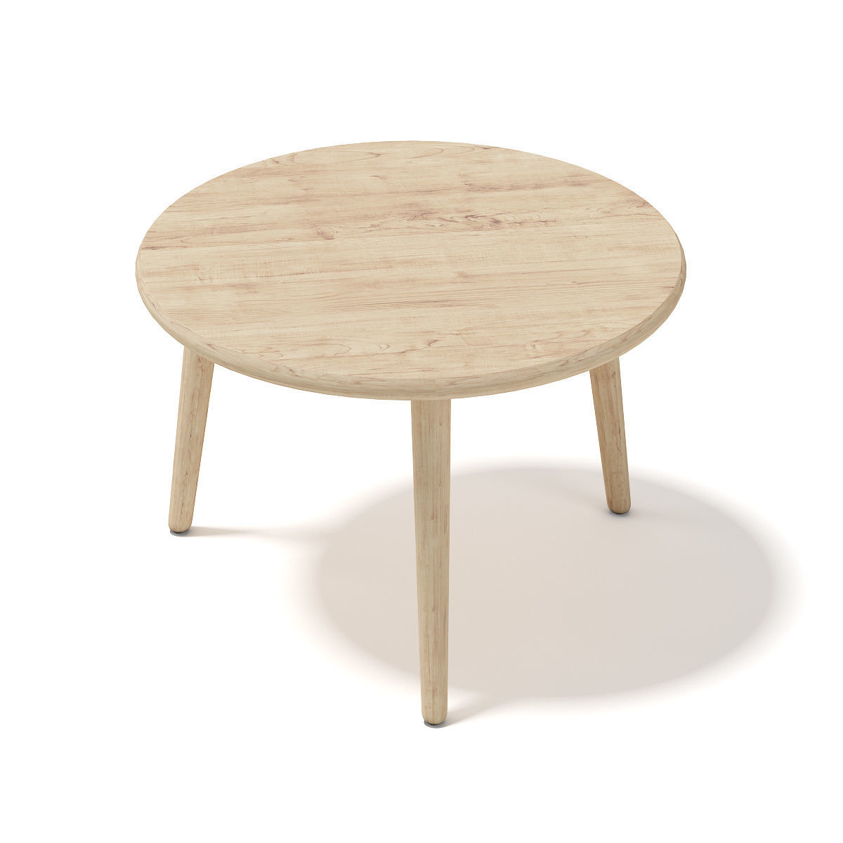 Round Wooden Coffee Table 3D model_4