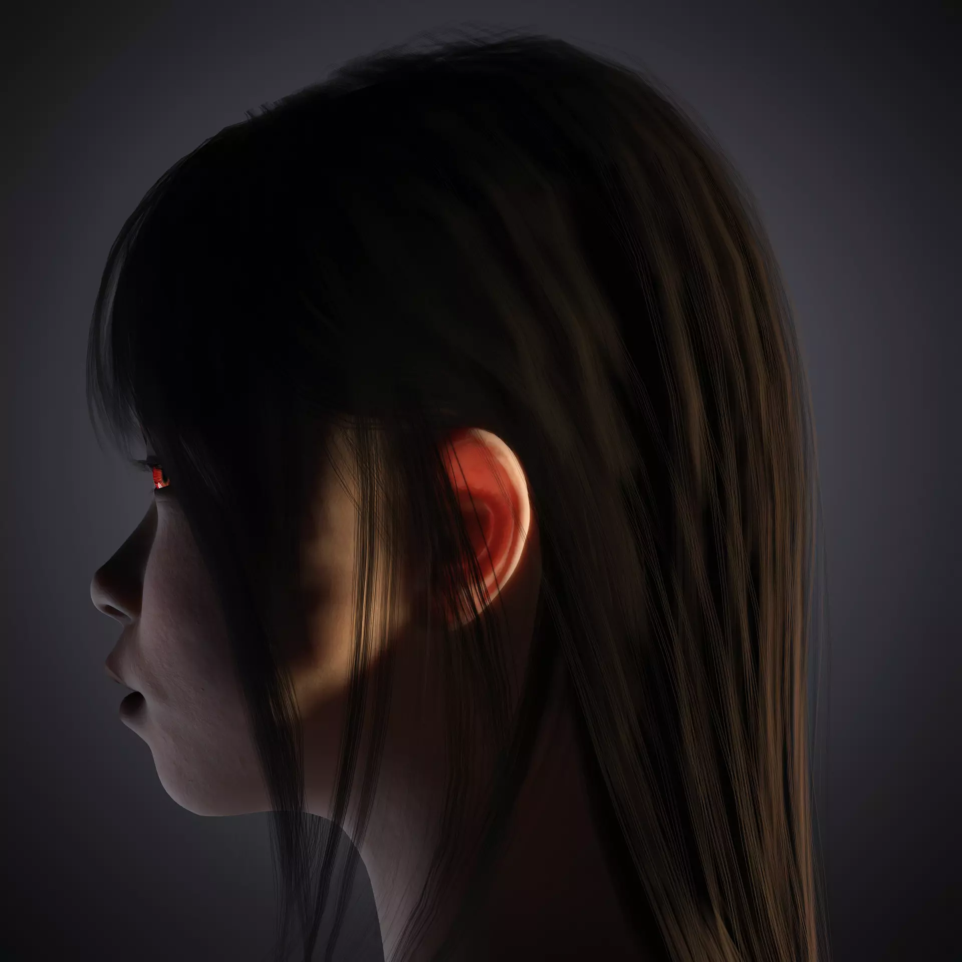 Red-Eyed Dark Vampire Girl Fully Rigged 3D Character Game Ready Low-poly 3D model_11