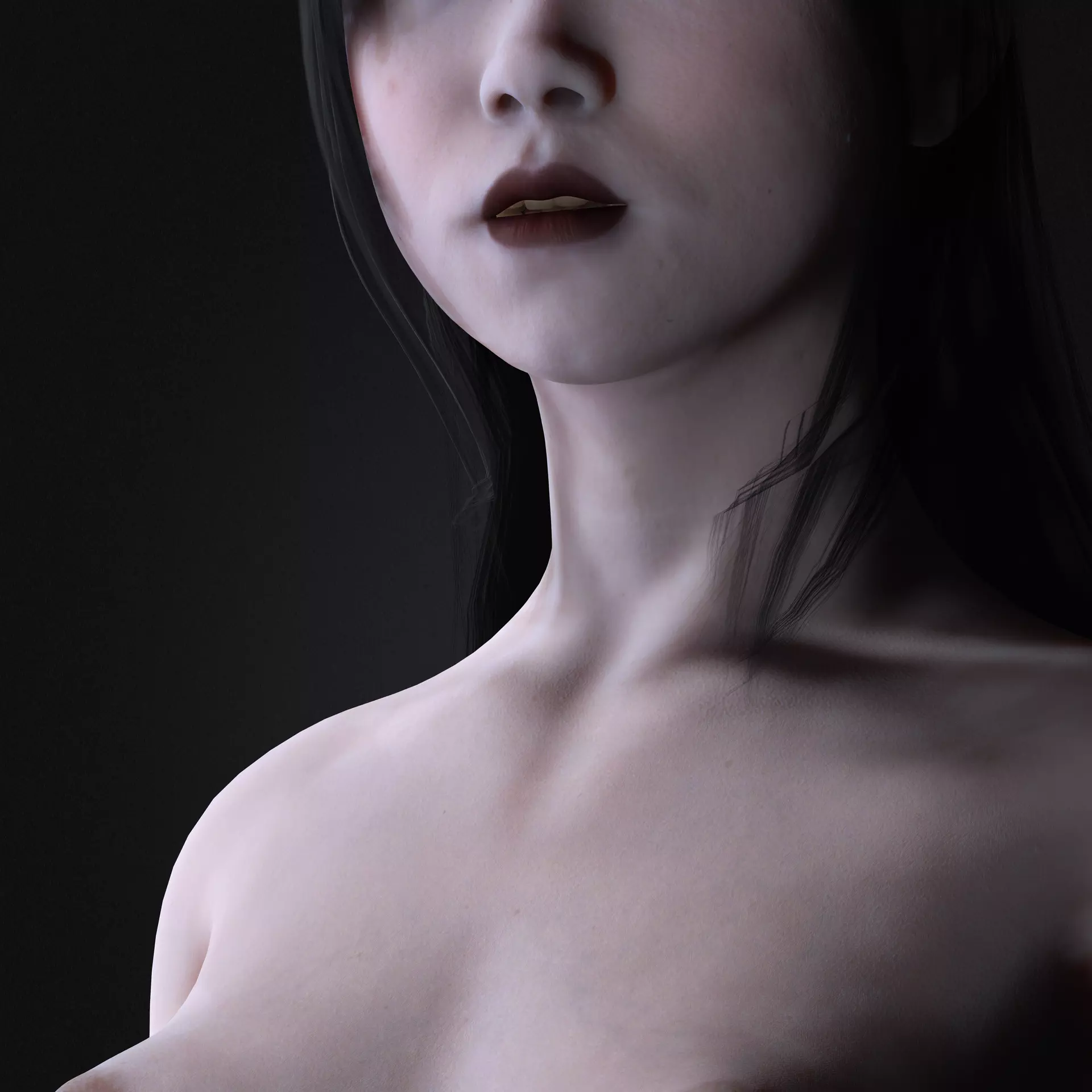 Red-Eyed Dark Vampire Girl Fully Rigged 3D Character Game Ready Low-poly 3D model_10