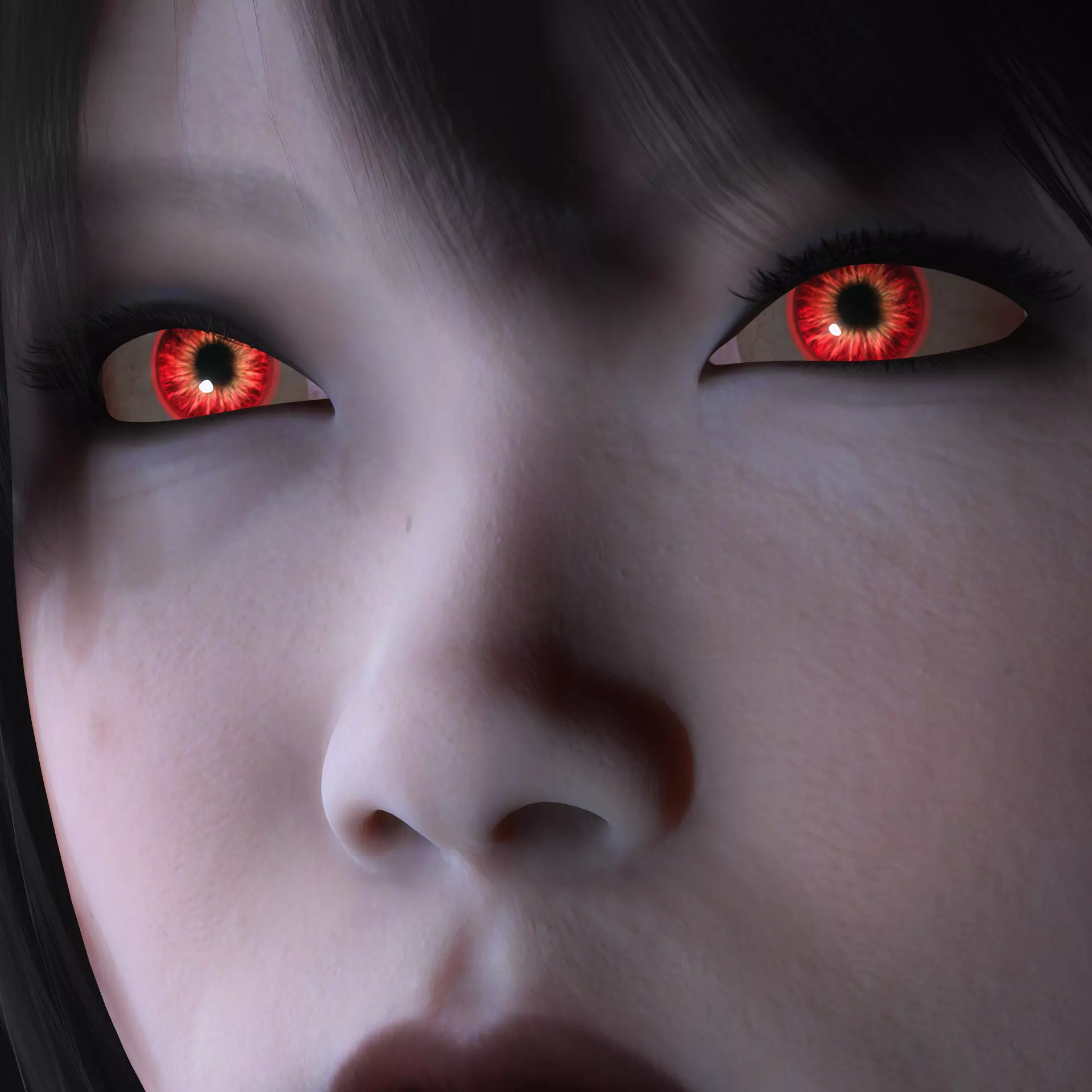 Red-Eyed Dark Vampire Girl Fully Rigged 3D Character Game Ready Low-poly 3D model_12
