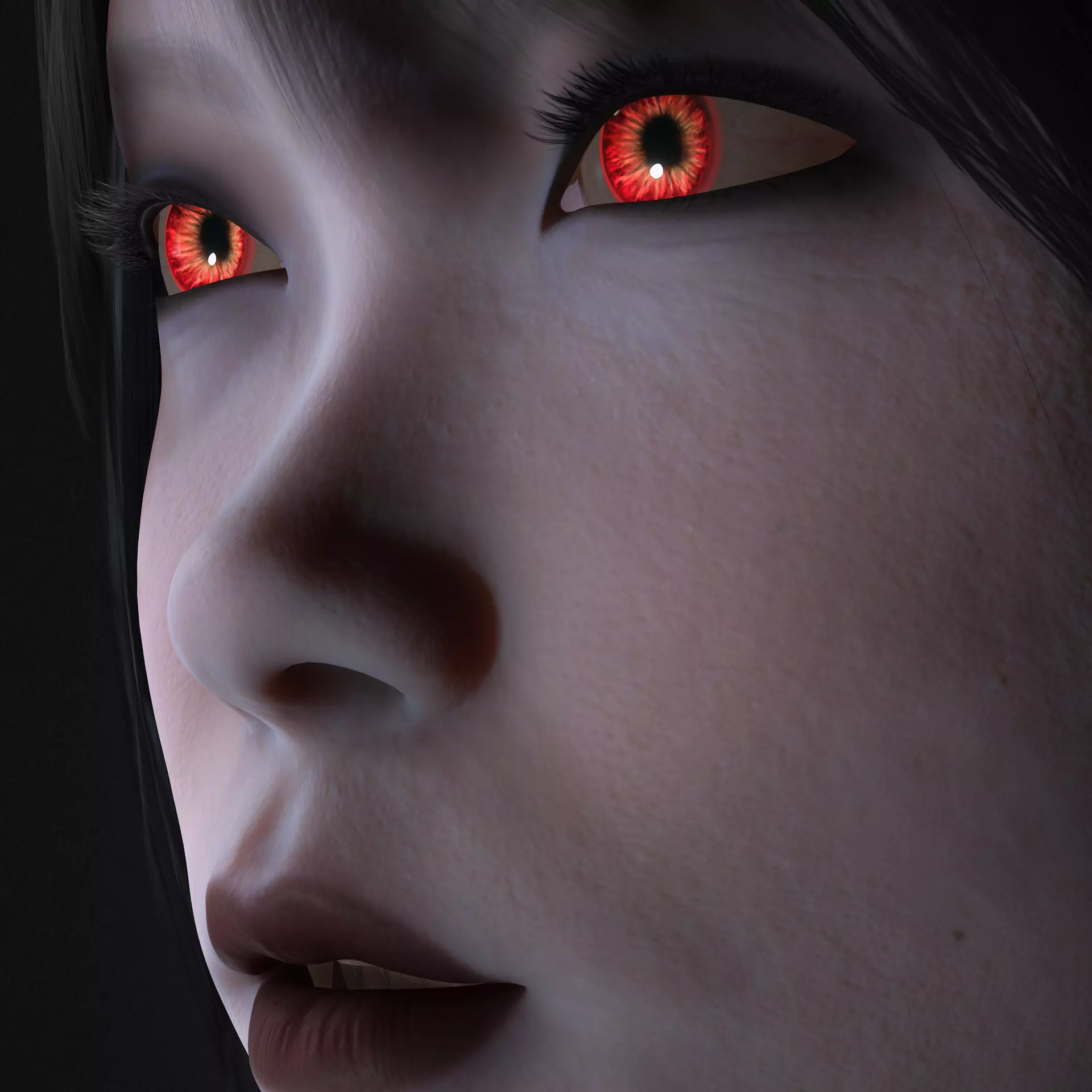 Red-Eyed Dark Vampire Girl Fully Rigged 3D Character Game Ready Low-poly 3D model_13
