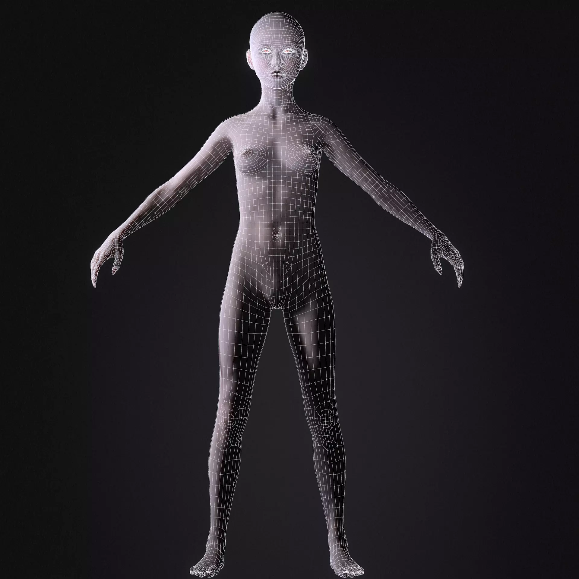 Red-Eyed Dark Vampire Girl Fully Rigged 3D Character Game Ready Low-poly 3D model_19