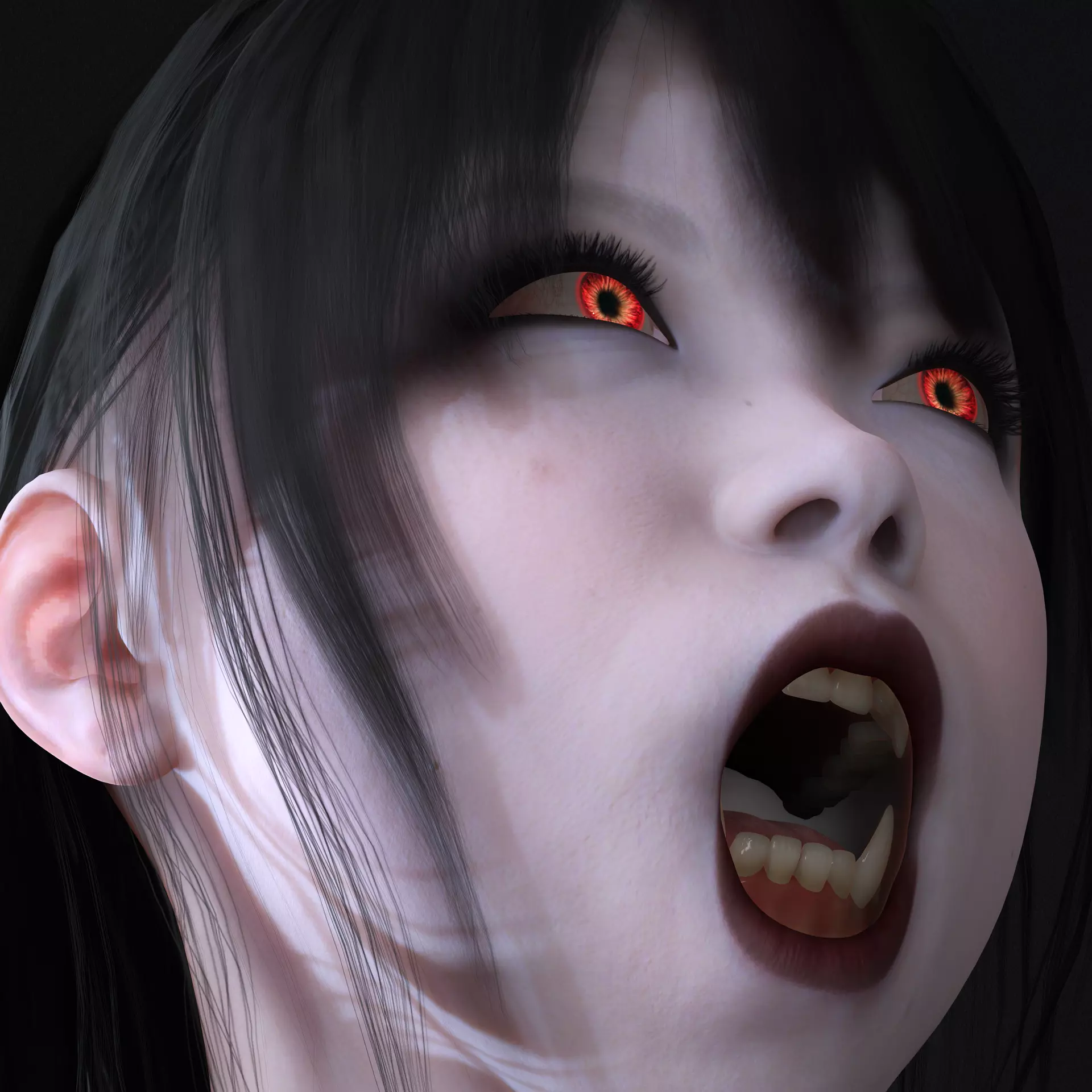 Red-Eyed Dark Vampire Girl Fully Rigged 3D Character Game Ready Low-poly 3D model_15