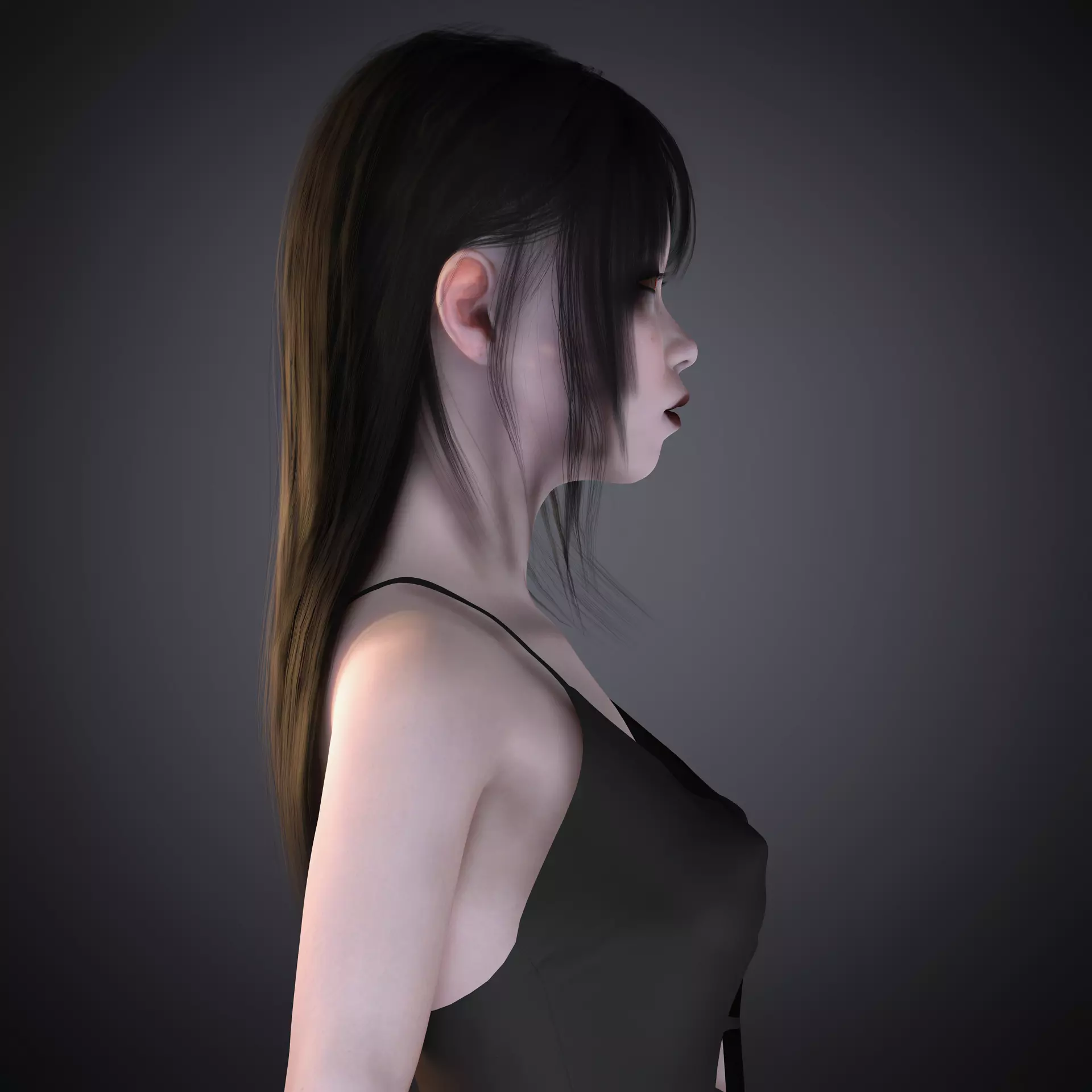 Red-Eyed Dark Vampire Girl Fully Rigged 3D Character Game Ready Low-poly 3D model_24