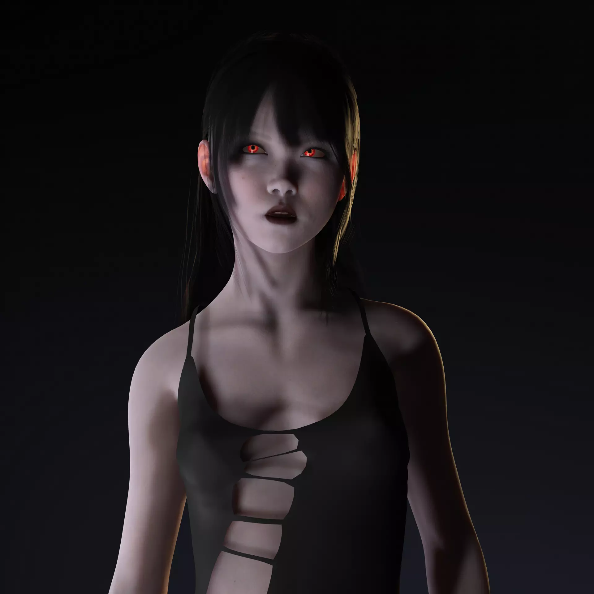 Red-Eyed Dark Vampire Girl Fully Rigged 3D Character Game Ready Low-poly 3D model_25