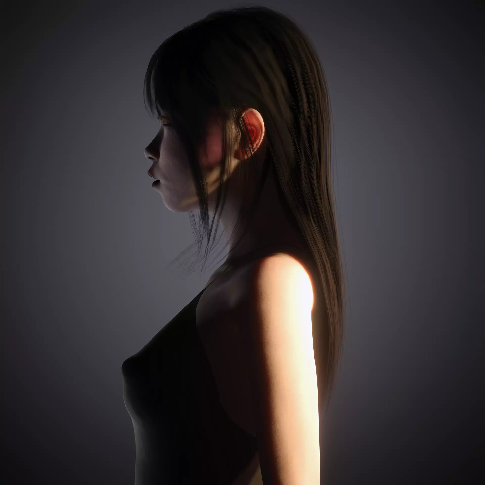 Red-Eyed Dark Vampire Girl Fully Rigged 3D Character Game Ready Low-poly 3D model_26