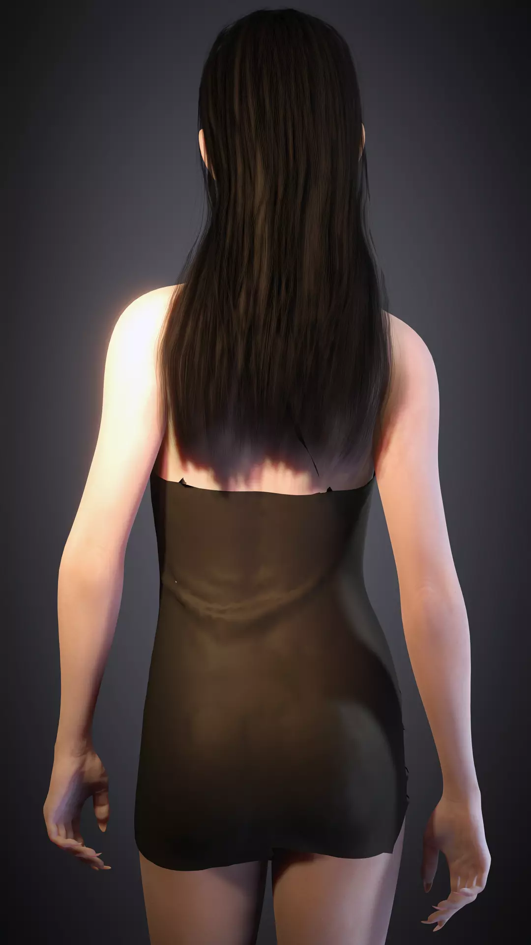 Red-Eyed Dark Vampire Girl Fully Rigged 3D Character Game Ready Low-poly 3D model_28