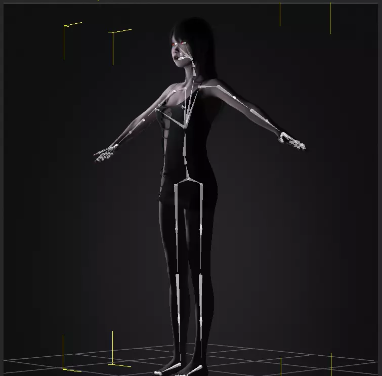 Red-Eyed Dark Vampire Girl Fully Rigged 3D Character Game Ready Low-poly 3D model_29