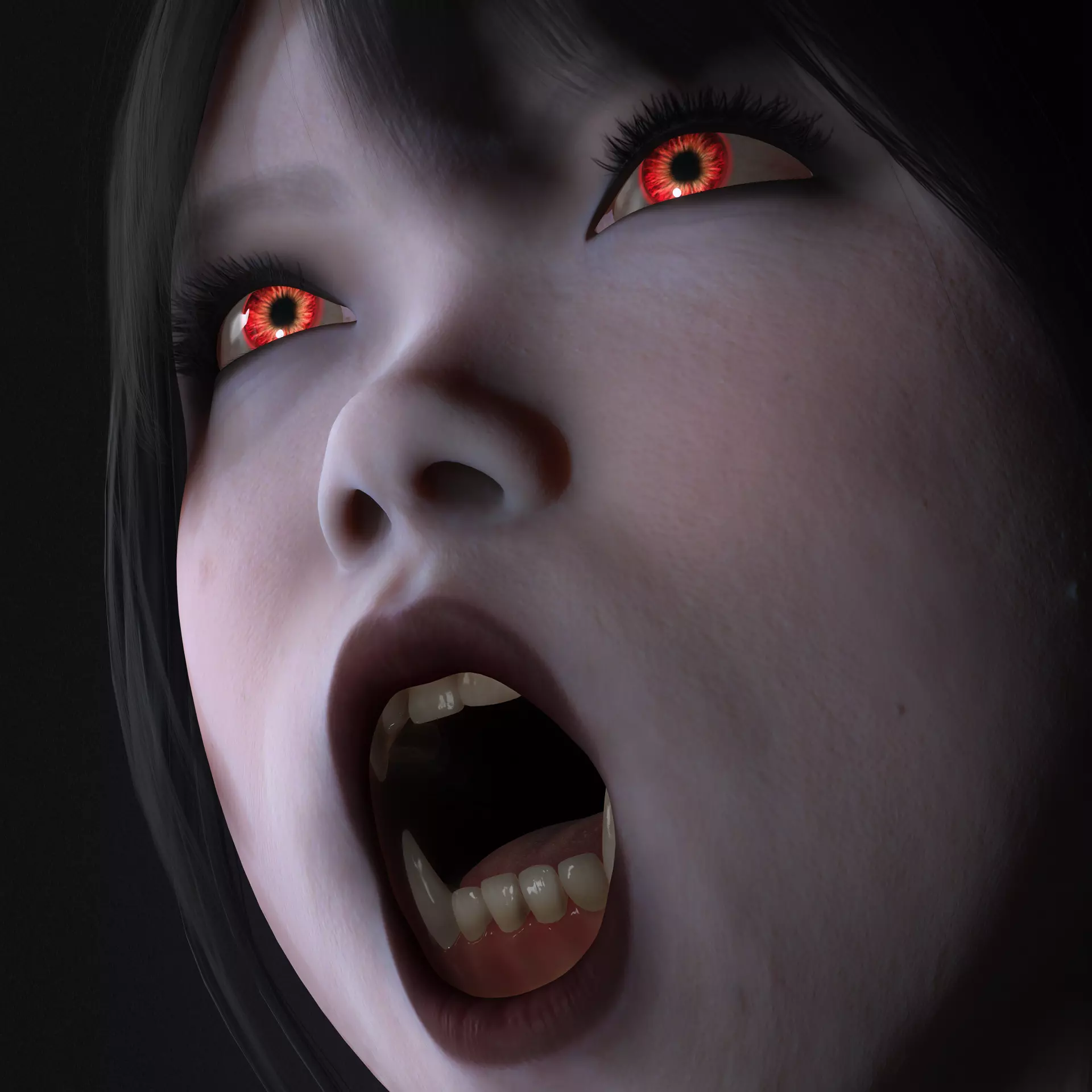 Red-Eyed Dark Vampire Girl Fully Rigged 3D Character Game Ready Low-poly 3D model_14