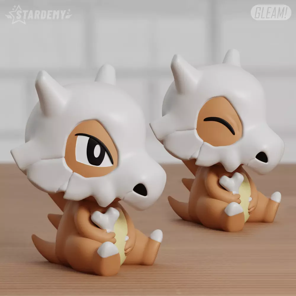 Cubone Chibi 2 Models Easy Print Pokemon 3D print model_0