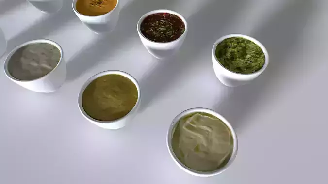 Food In a plate sauces pack Low-poly 3D model 4