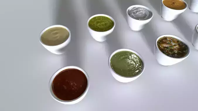 Food In a plate sauces pack Low-poly 3D model 2