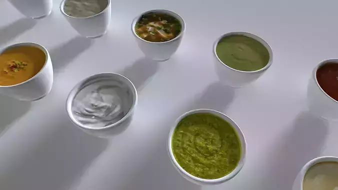 Food In a plate sauces pack Low-poly 3D model 6