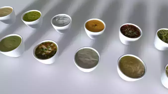 Food In a plate sauces pack Low-poly 3D model 3