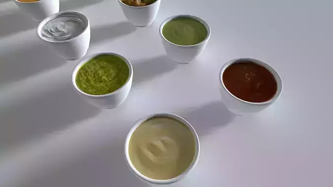 Food In a plate sauces pack Low-poly 3D model 7