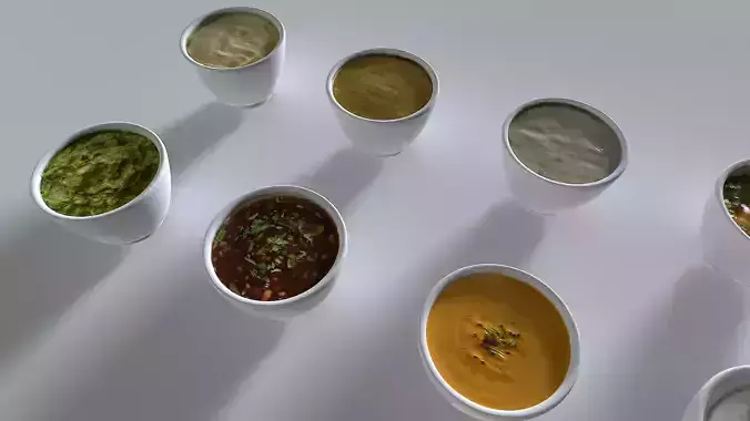 Food In a plate sauces pack Low-poly 3D model 5