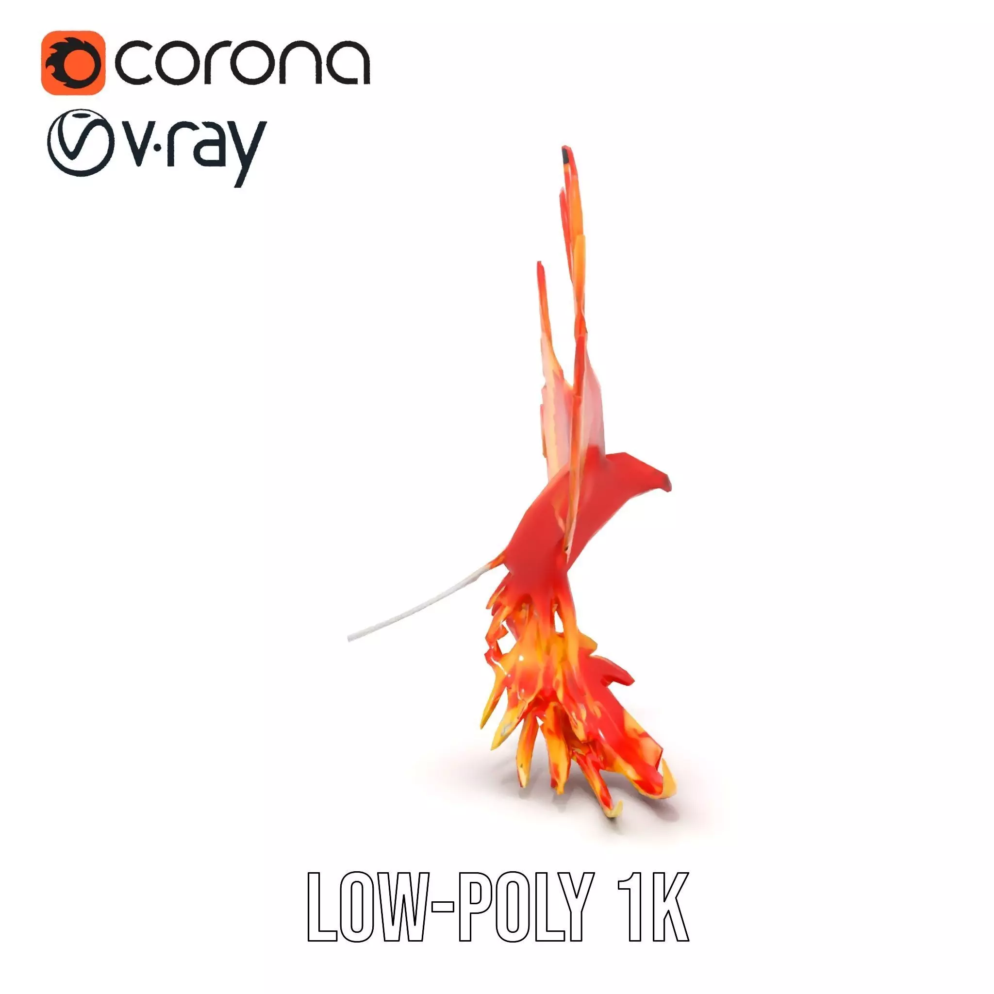 Fiery Phoenix Wings model pack Low-poly 3D model_9