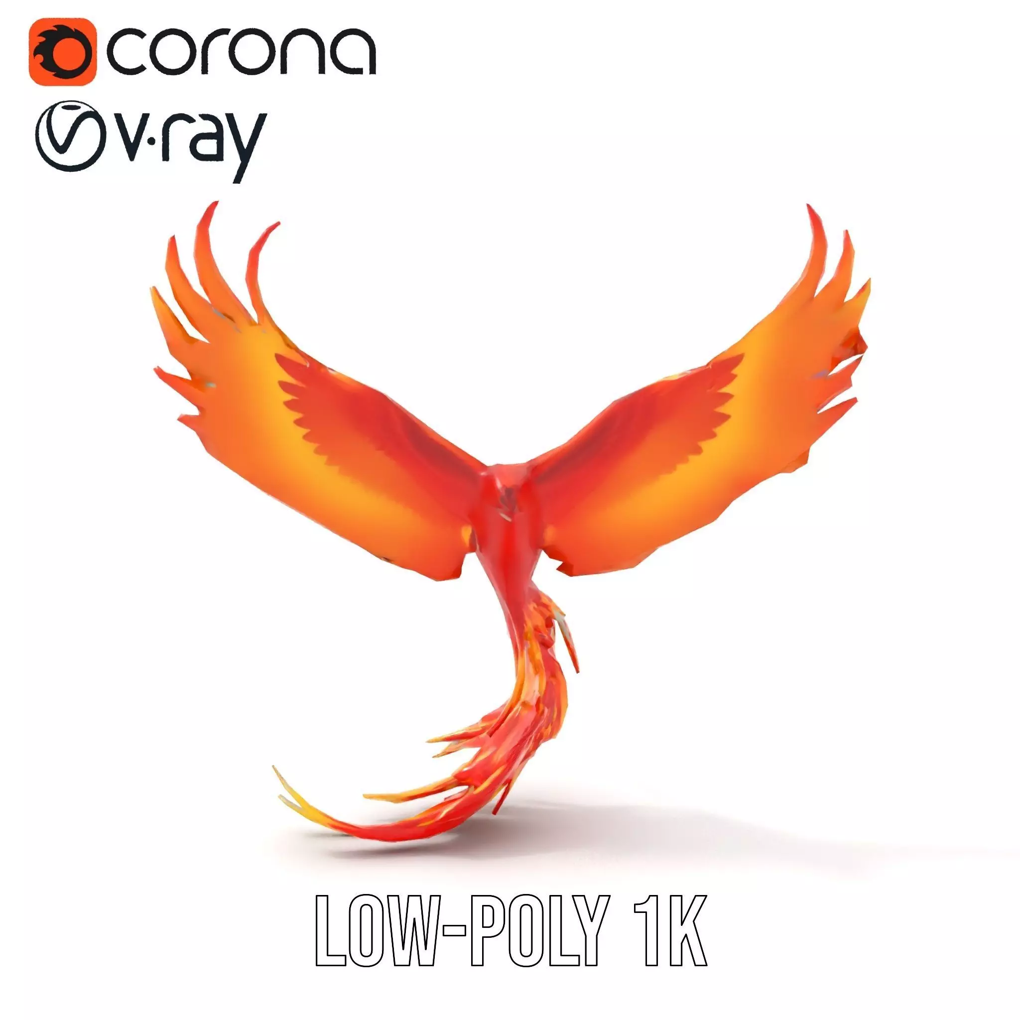 Fiery Phoenix Wings model pack Low-poly 3D model_22