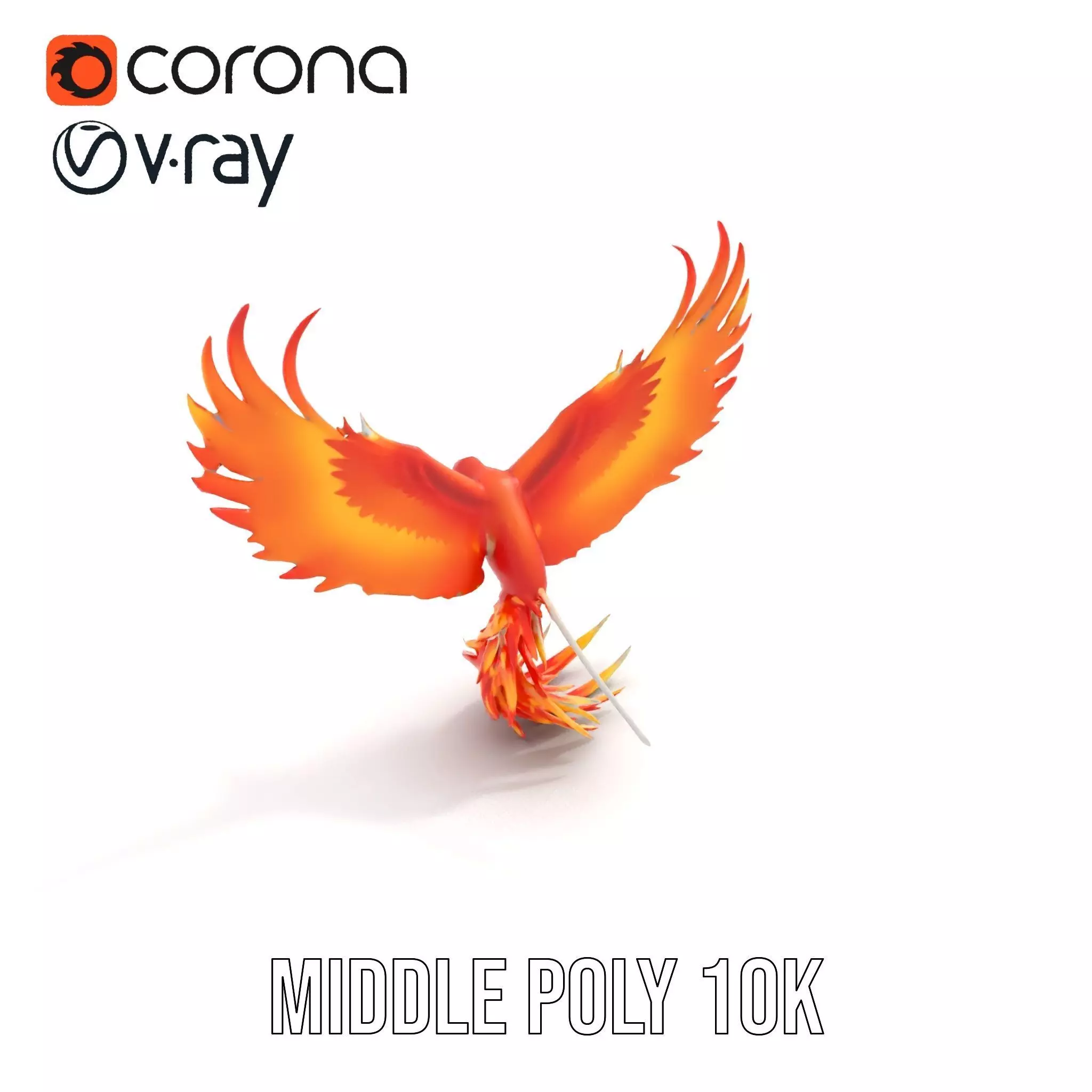 Fiery Phoenix Wings model pack Low-poly 3D model_13
