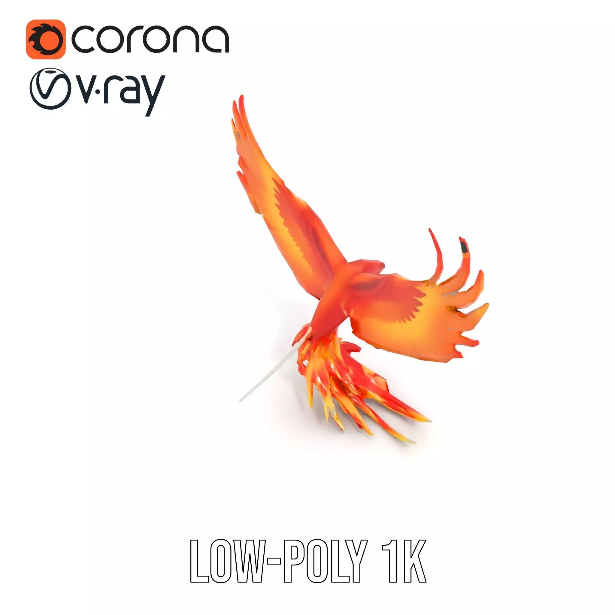 Fiery Phoenix Wings model pack Low-poly 3D model_19