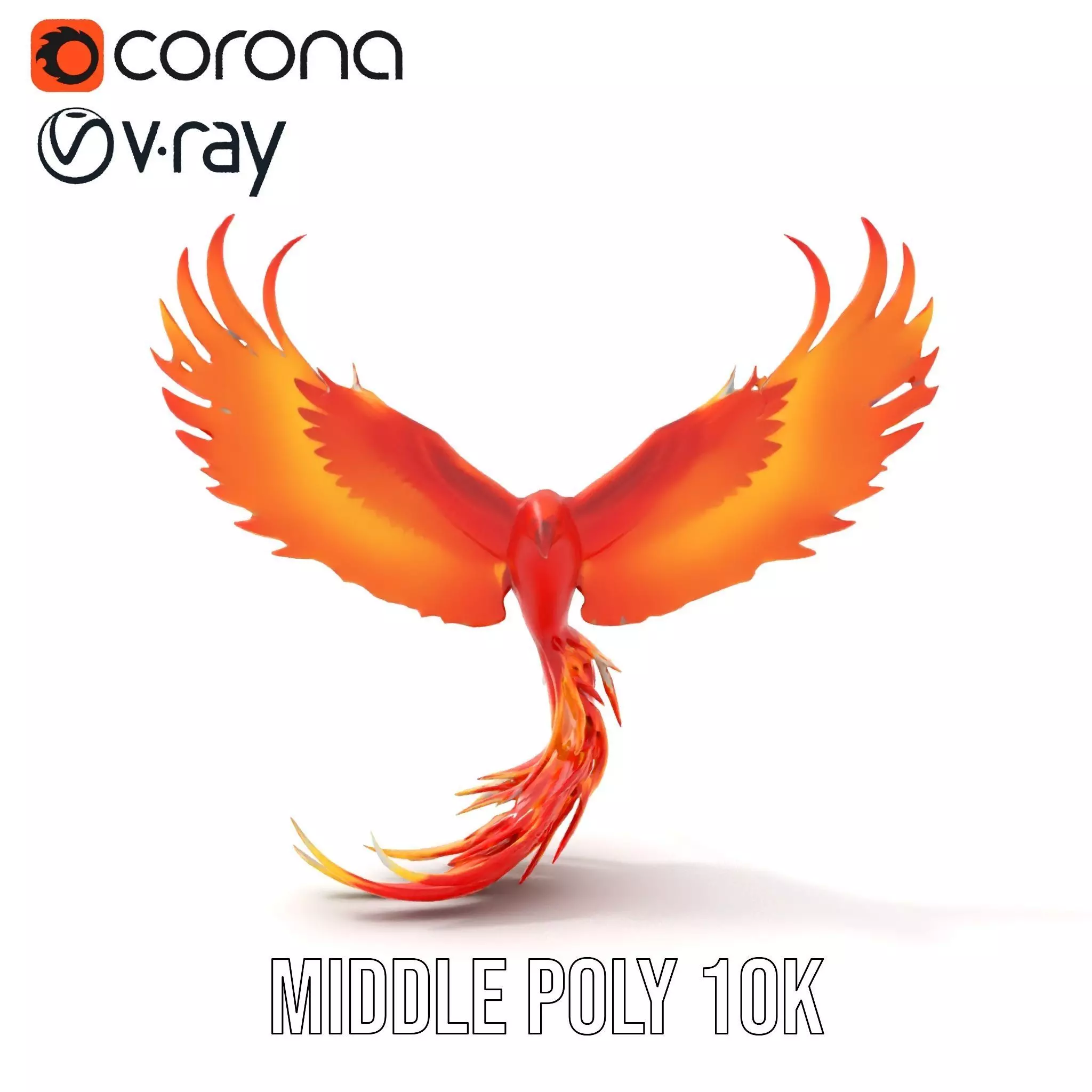 Fiery Phoenix Wings model pack Low-poly 3D model_6