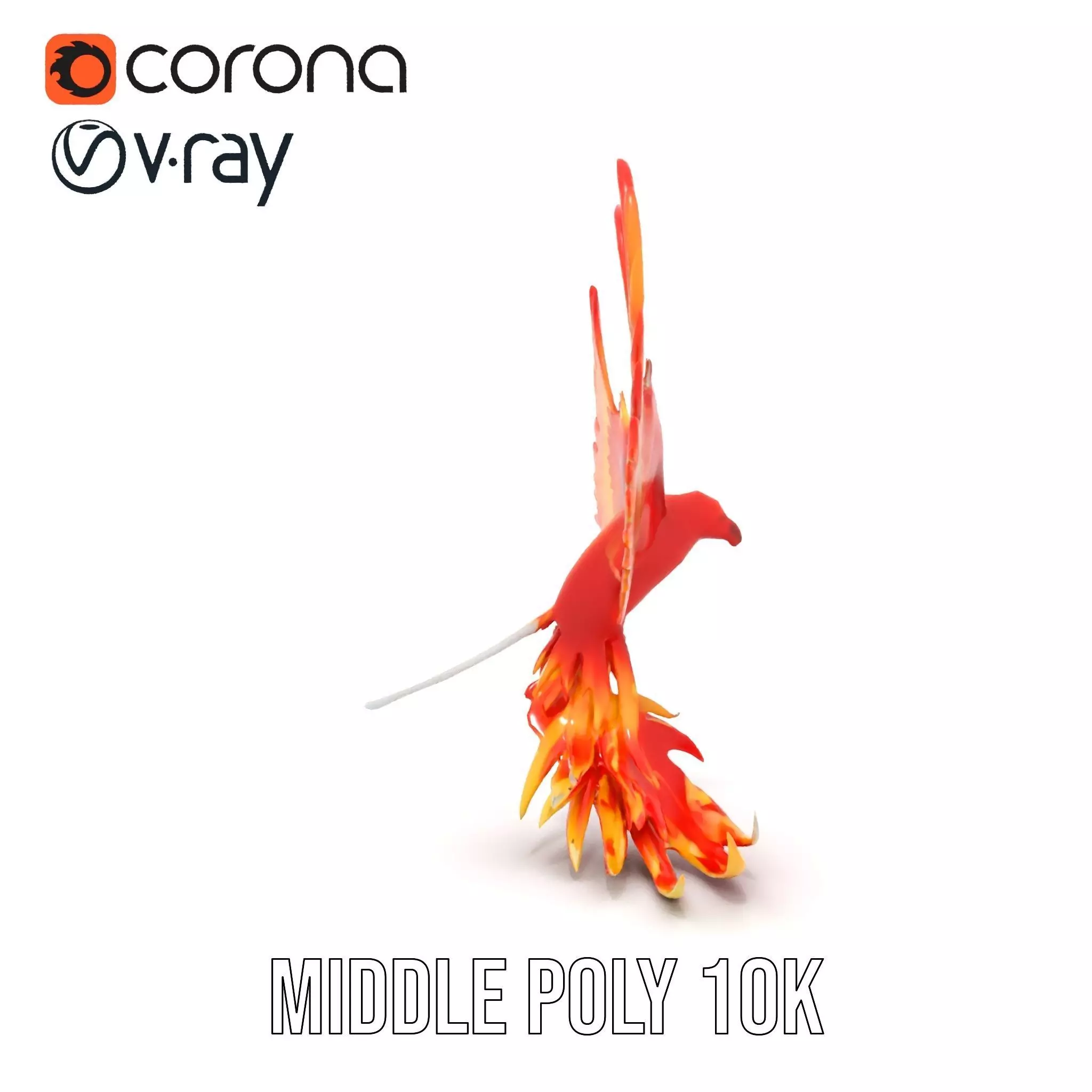 Fiery Phoenix Wings model pack Low-poly 3D model_5